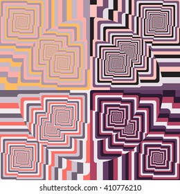 Psychedelic optical illusion colorful vector pattern, repeating modern background