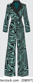 PSYCHEDELIC OPTICAL ILLUSION SEAMLESS PATTERN  JUMPSUIT FOR WOMEN OFFICE WEAR IN EDITABLE VECTOR FILE WITH EXPANDED PATTERN