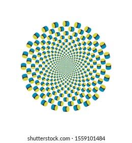 Psychedelic optical spin illusion vector background. Illusion of motion effect illustration.