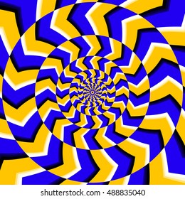 Psychedelic optical spin illusion vector background. Illusion of motion effect illustration