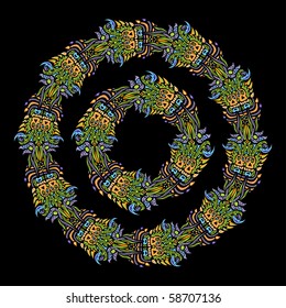 Psychedelic ornament circle vector illustration design