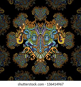 Psychedelic ornament tribal vector illustration
