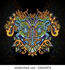 Psychedelic ornament tribal vector illustration