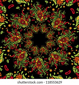 Psychedelic ornament tunnel vector illustration