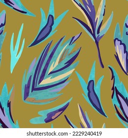 Psychedelic ornamental pattern. Watercolor hand drawn texture with floral and botanical ornate shapes and motifs. 
