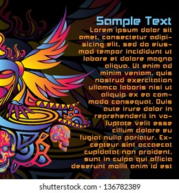Psychedelic party DJ vector illustration flyer template