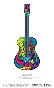 
psychedelic pattern guitar. Unique guitar illustration with art. colorful abstract guitar vector. suitable for music studio,
music event symbol, t-shirt and clothing design