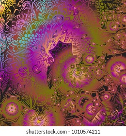 Psychedelic pattern, for meditation, soothing, twisting elements doodle drawn by hand