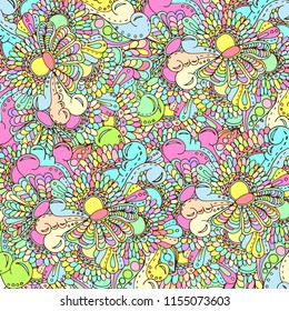 Psychedelic pattern. For meditation, soothing, twisting elements. Doodle drawn by hand