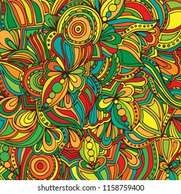 Psychedelic pattern. For meditation, soothing, twisting elements. Doodle drawn by hand