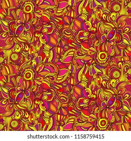 Psychedelic pattern. For meditation, soothing, twisting elements. Doodle drawn by hand