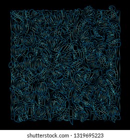 Psychedelic pattern. For meditation, soothing, twisting elements. Doodle drawn by hand