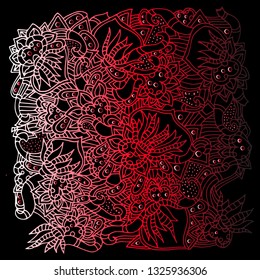 Psychedelic pattern. For meditation, soothing, twisting elements. Doodle drawn by hand