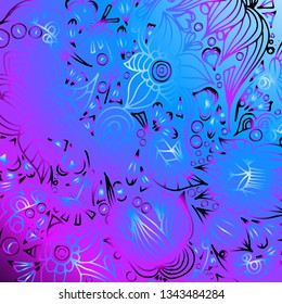 Psychedelic pattern. For meditation, soothing, twisting elements. Doodle drawn by hand