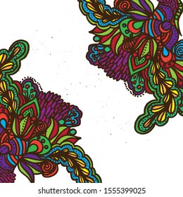 Psychedelic pattern. For meditation, soothing, twisting elements. Doodle drawn by hand