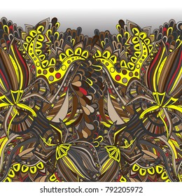 Psychedelic pattern. For meditation, soothing, twisting elements. Doodle drawn by hand