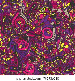 Psychedelic pattern. For meditation, soothing, twisting elements. Doodle drawn by hand