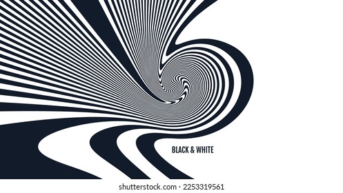 Psychedelic pattern with melting and distorting lines. The geometric background by stripes. 3d vector illustration for brochure, annual report, magazine, poster, presentation, flyer or banner. 