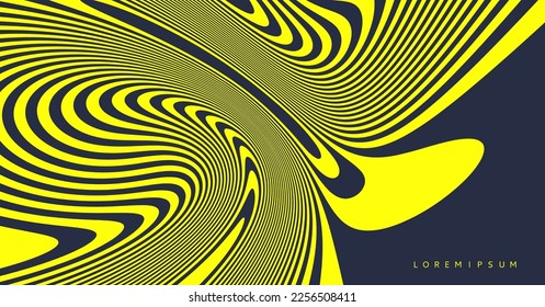 Psychedelic pattern with melting and distorting lines. The geometric background by stripes. 3d vector illustration for brochure, annual report, magazine, poster, presentation, flyer or banner. 