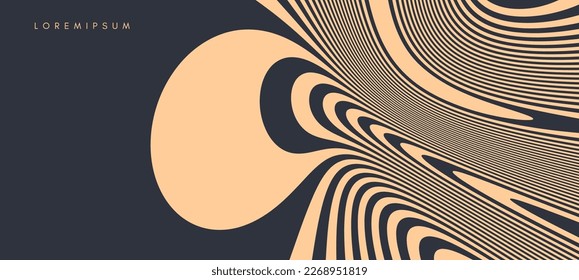 Psychedelic pattern with melting and distorting lines. The geometric background by stripes. 3d vector illustration for brochure, annual report, magazine, poster, presentation, flyer or banner. 