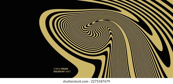 Psychedelic pattern with melting and distorting lines. The geometric background by stripes. 3d vector illustration for brochure, annual report, magazine, poster, presentation, flyer or banner. 