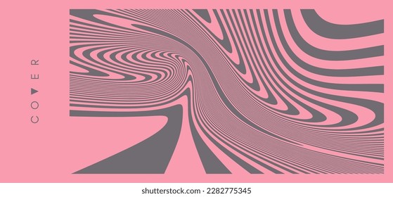 Psychedelic pattern with melting and distorting lines. The geometric background by stripes. 3d vector illustration for brochure, annual report, magazine, poster, presentation, flyer or banner. 