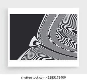 Psychedelic pattern with melting and distorting lines. The geometric background by stripes. 3d vector illustration for brochure, annual report, magazine, poster, presentation, flyer or banner. 