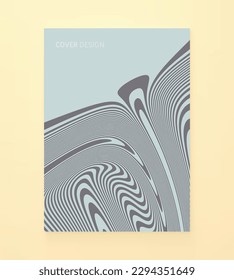 Psychedelic pattern with melting and distorting lines. The geometric background by stripes. 3d vector illustration for brochure, annual report, magazine, poster, presentation, flyer or banner. 