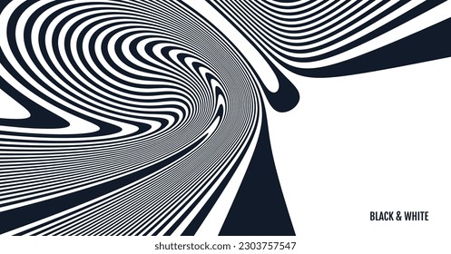 Psychedelic pattern with melting and distorting lines. The geometric background by stripes. 3d vector illustration for brochure, annual report, magazine, poster, presentation, flyer or banner. 