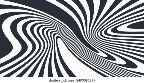 Psychedelic pattern with melting and distorting lines. The geometric background by stripes. 3d vector illustration for brochure, annual report, magazine, poster, presentation, flyer or banner. 