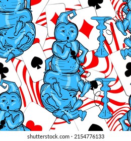 Psychedelic pattern with smoking caterpillar from Alice in wonderland fairy tale. 