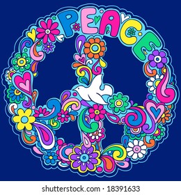 Psychedelic Peace Sign Vector Illustration