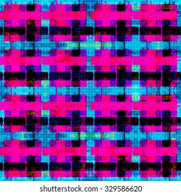 psychedelic pink blue and black polygons. geometric background. grunge effect
