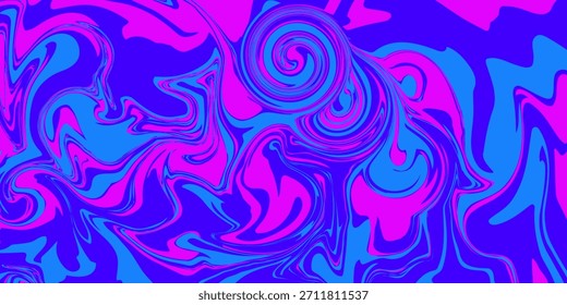 Fondo abstracto de color rosa y azul psicodélico. Pintura fluida líquida en colores púrpura y azul con una superficie brillante.