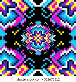 psychedelic pixels on a black background beautiful pattern