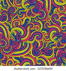 Psychedelic plant vector seamless colorful pattern.