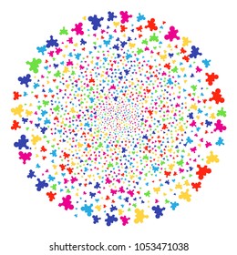 Psychedelic Plugin explosion cluster. Vector cluster burst organized from randomized plugin items. Colorful Vector illustration.