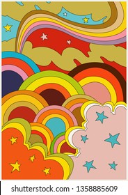 Psychedelic Poster 1960's Hippie Style Vintage Colors