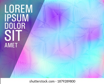 Psychedelic poster glitch holographic vector layout design. Abstract wallpaper with holo texture. Vivid glitch hologram gradient background for poster.