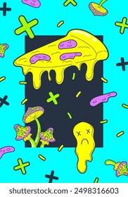 Psychedelic poster in retro hippie style. Groovy acid cover. Vector illustration
