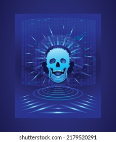 Psychedelic Poster With Skull Illustration. Rock Band And Hippie Concept Poster, Event Background And Wallpaper Template  