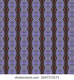Psychedelic purple and red vertical seamless pattern with organic symmetry and eye-like elements. Great for modern textiles, wallpapers, or abstract digital media.
