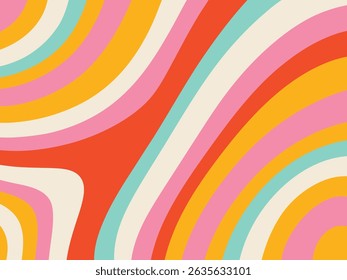 Psychedelic rainbow swirl background design featuring vibrant acid wave lines. Perfect for posters, album art, or website backgrounds.