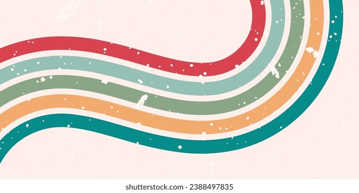 Olas psicodélicas de arcoiris sobre fondo groovy abstracto con efecto grueso