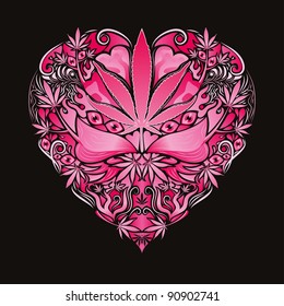 Psychedelic rastaman marijuana heart vector sign