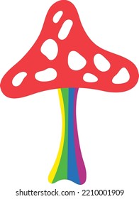 Psychedelic red mushroom. Colorful magic trippy sign