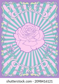 Psychedelic Retro 60s Inspired Poster with Rose Graphic 