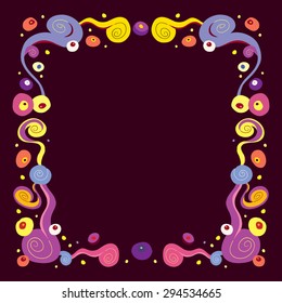 psychedelic retro abstract art frame border