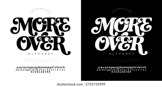 Psychedelic retro display font with wavy groovy style for vintage 70s poster and funky music album cover