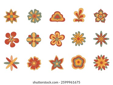 Psychedelic Retro Flower Rainbow Element